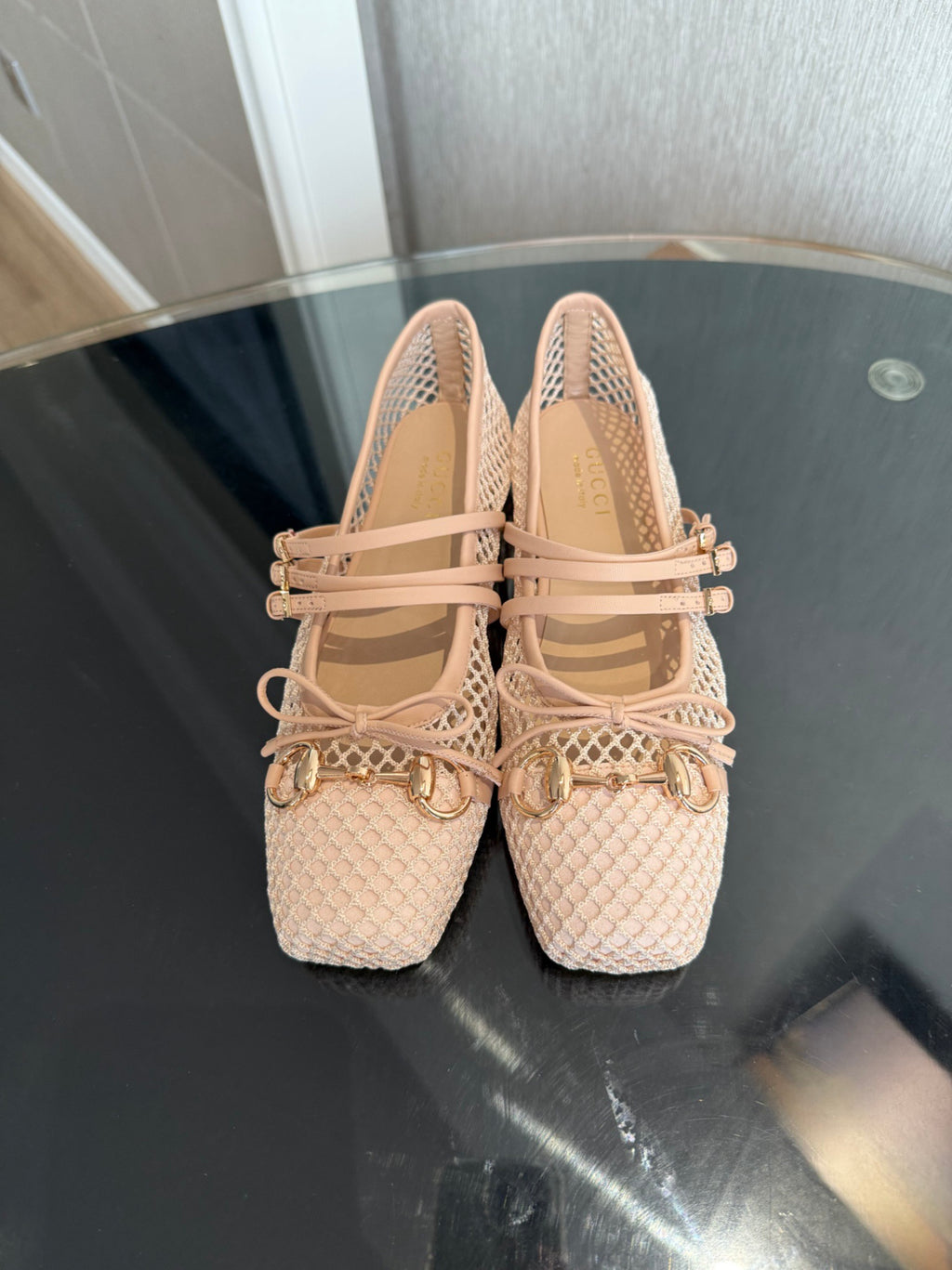 Pink Mesh Horsebit Ballet Flat