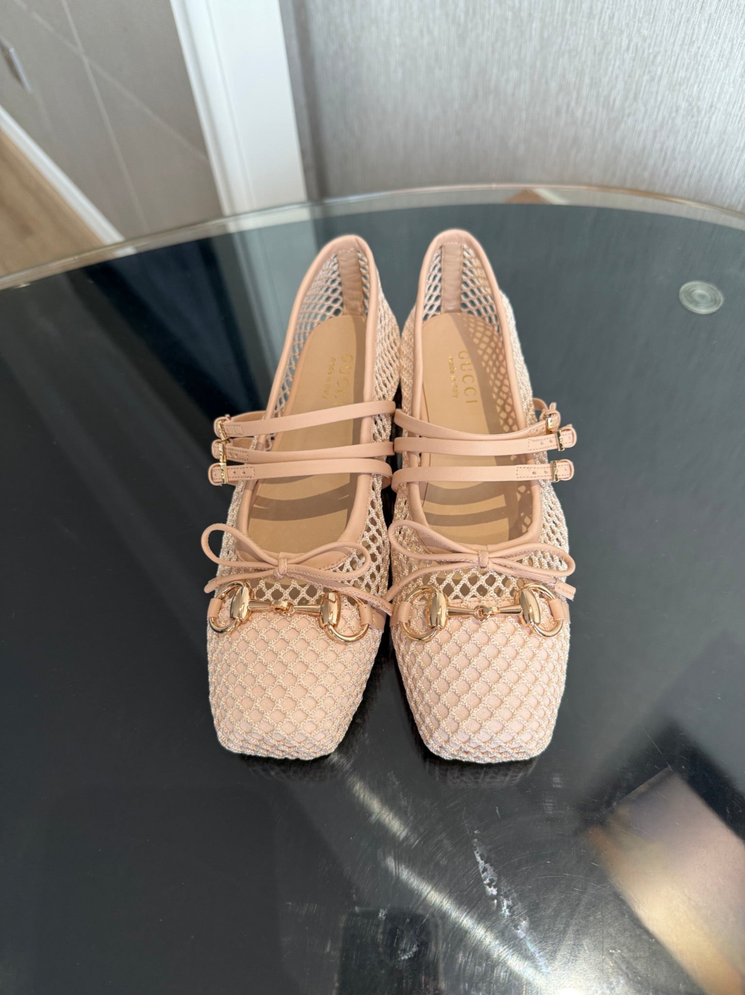 Pink Mesh Horsebit Ballet Flat