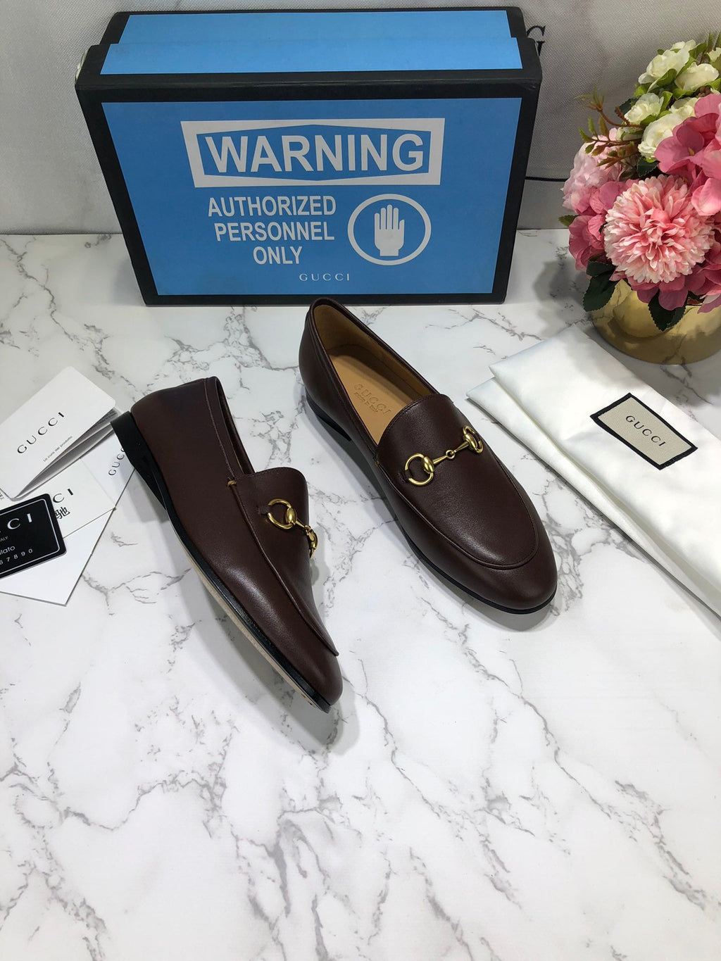 Dark-brown GJ leather collapsible-heel loafers