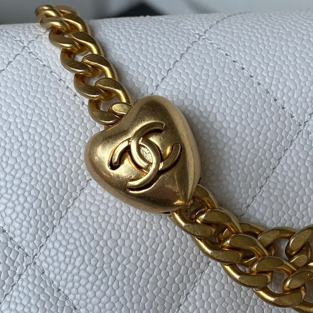 White Caviar Medium Sweetheart Crush Flap Bag