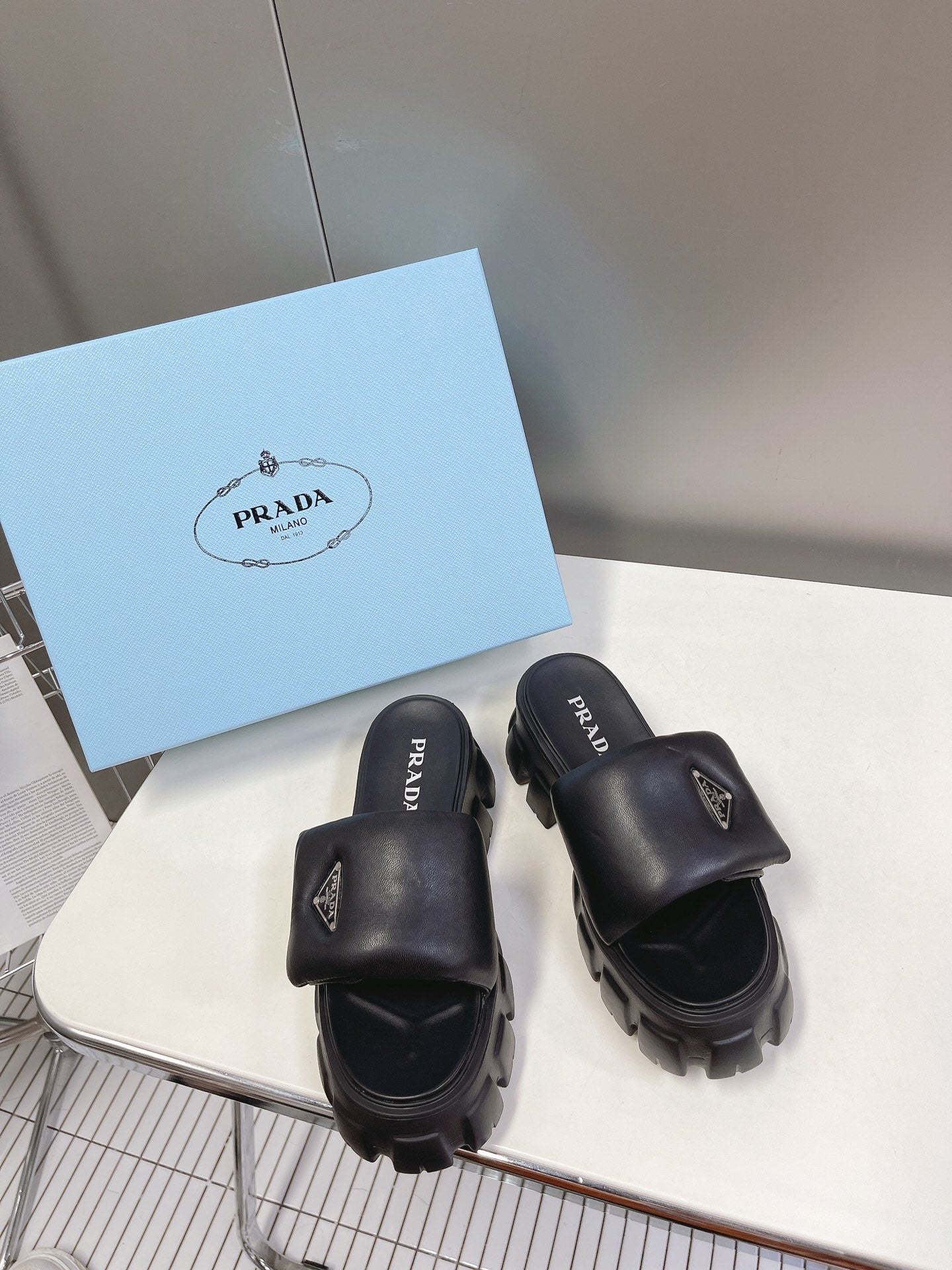 Black Soft Padded Leather Sandals