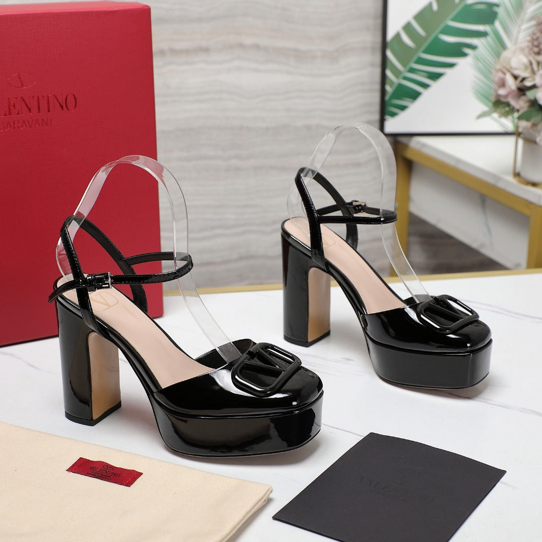 Black 115mm Platform Pumps