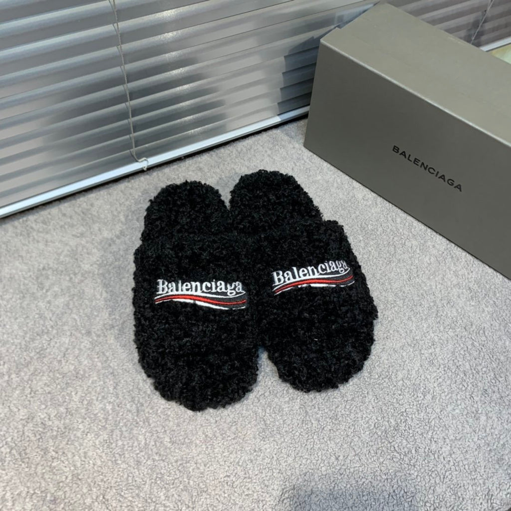 Men's Black BL Furry slides