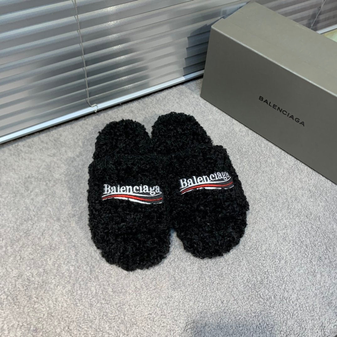 Men's Black BL Furry slides