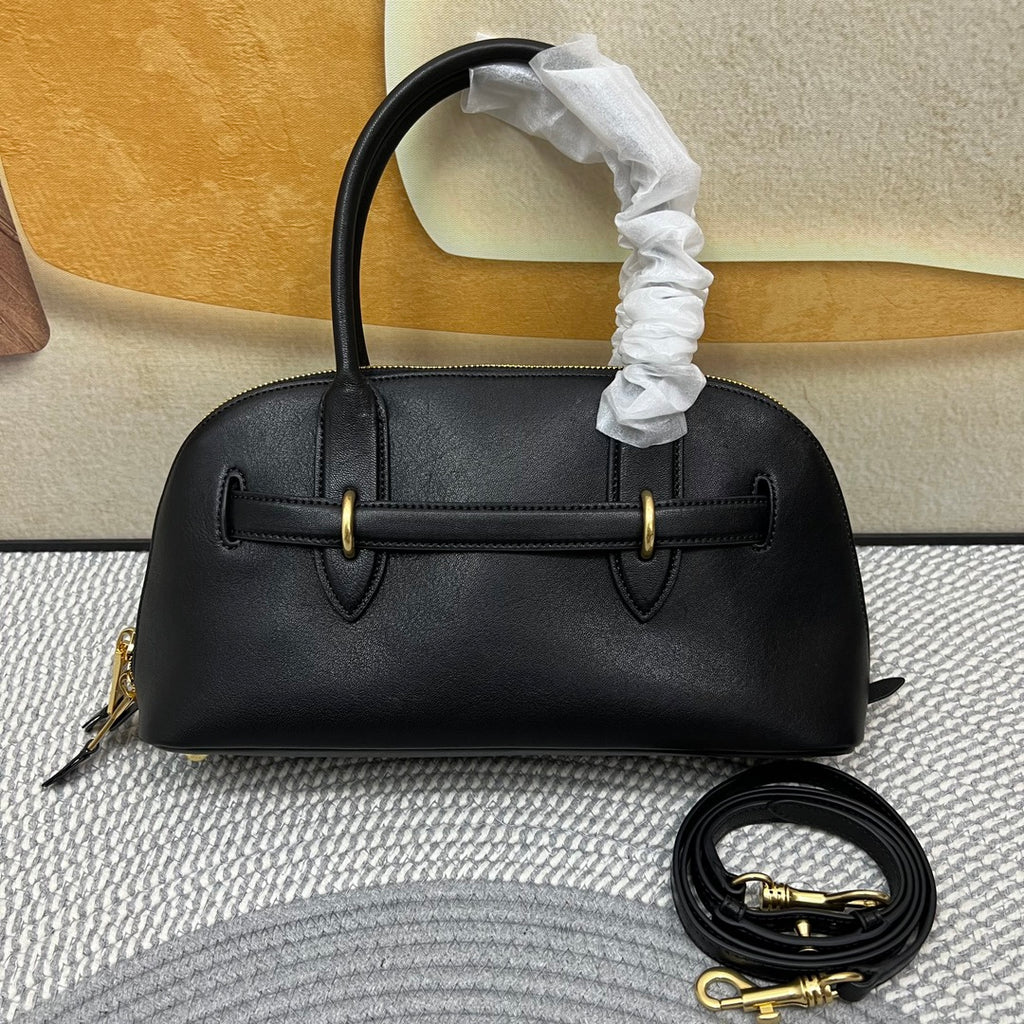Black Aventure Leather Top-Handle Bag