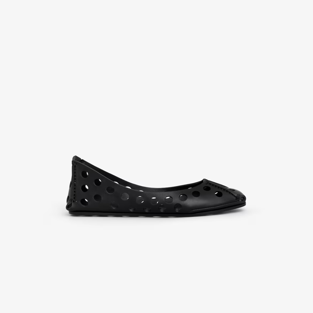 Black Perfo Ballet Flats