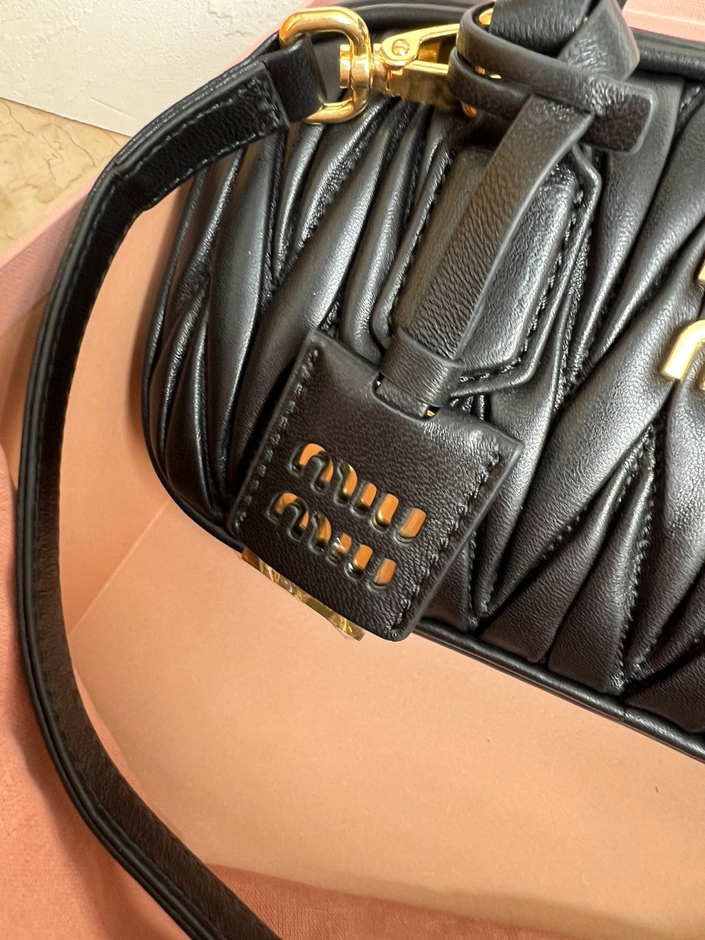 Black Arcadie Matelassé Leather Bag