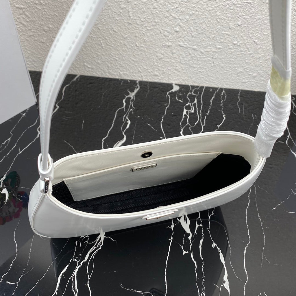 White PC brushed leather shoulder bag