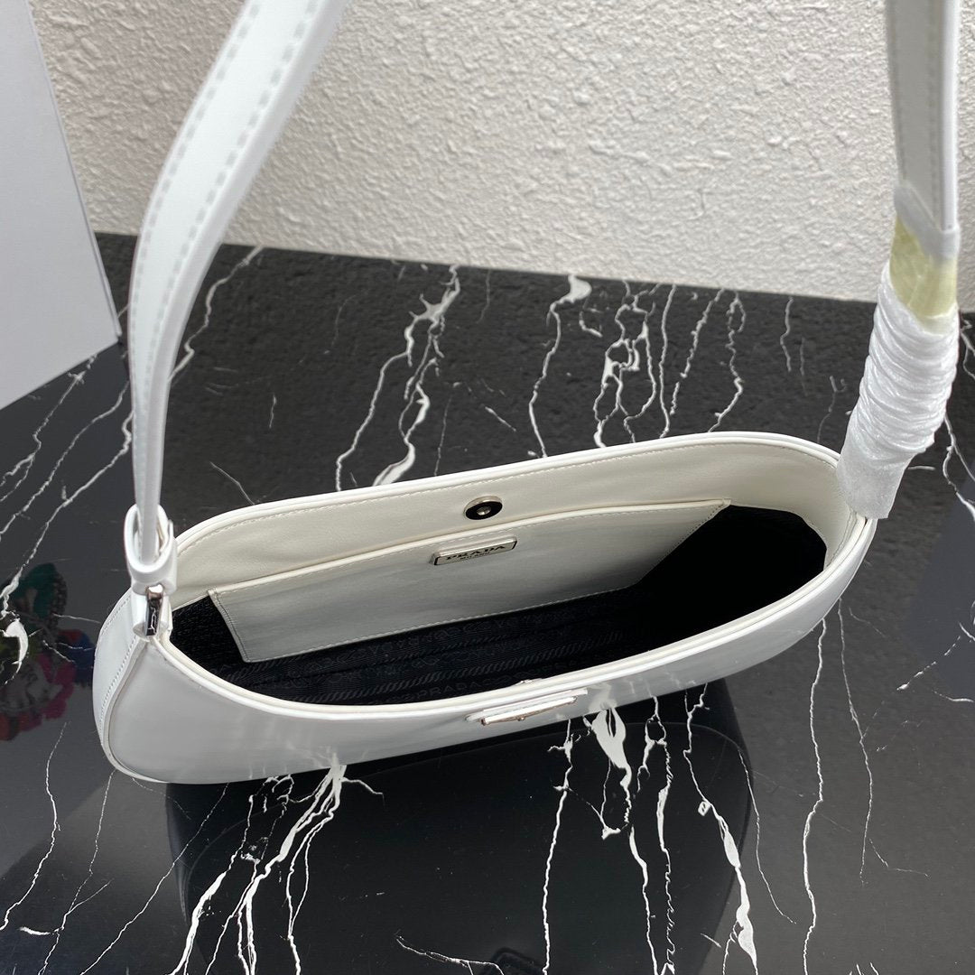 White PC brushed leather shoulder bag