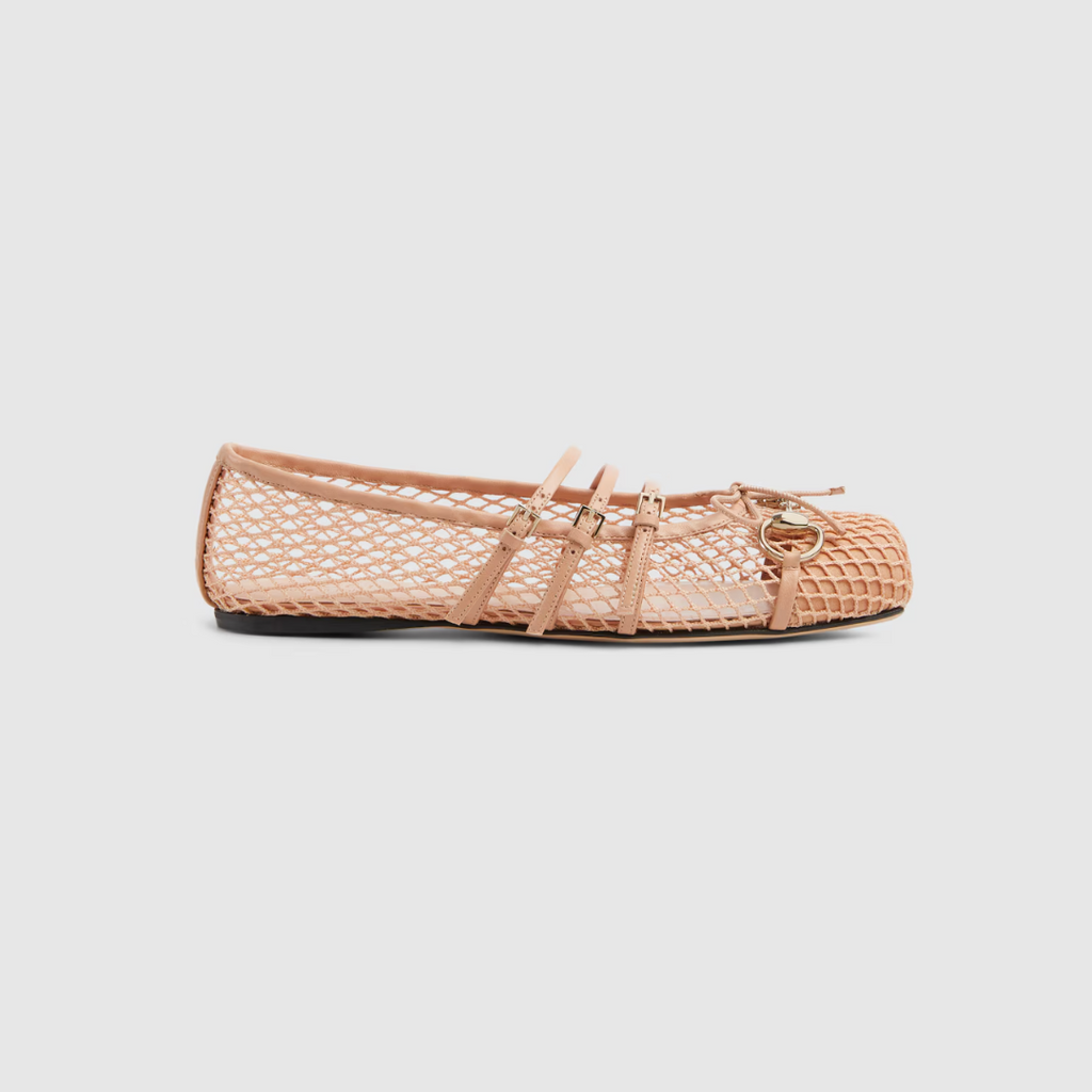 Pink Mesh Horsebit Ballet Flat