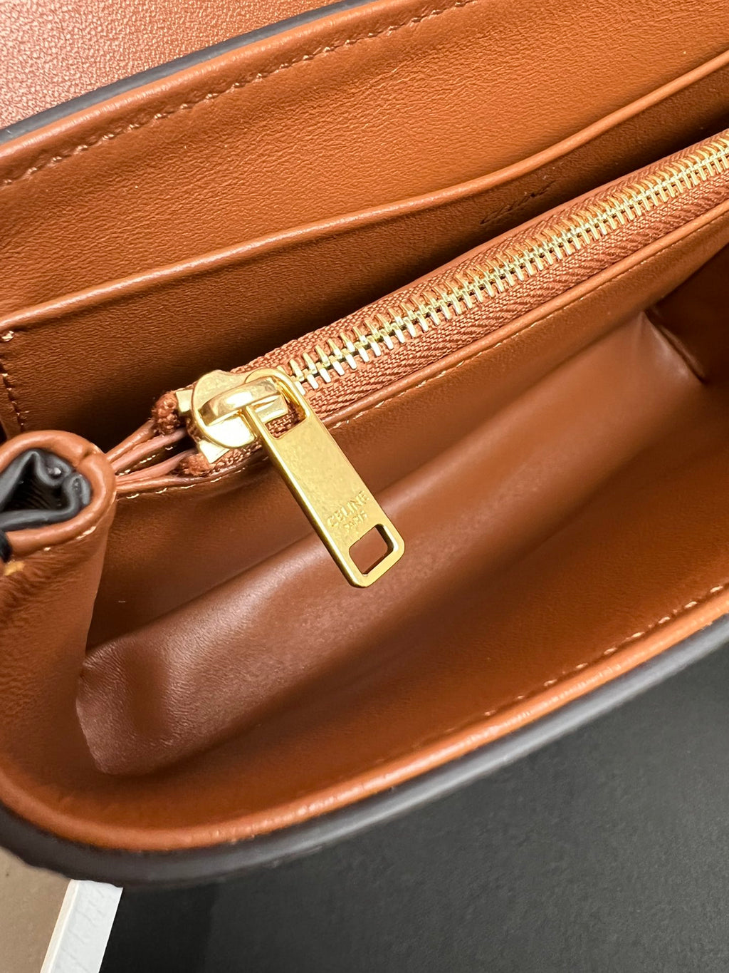 Tan Teen CV Bag With Gold Finishing