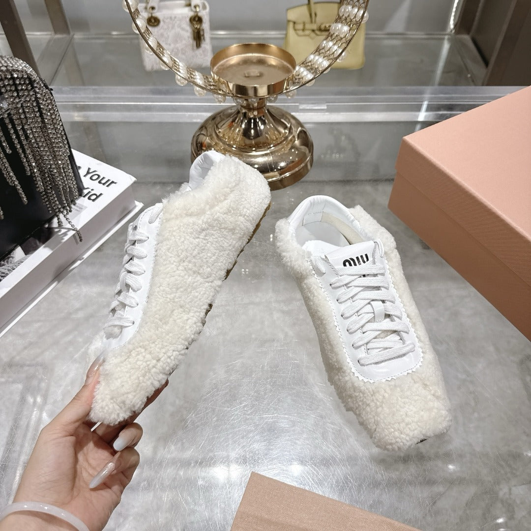 Natural Plume Shearling Sneakers