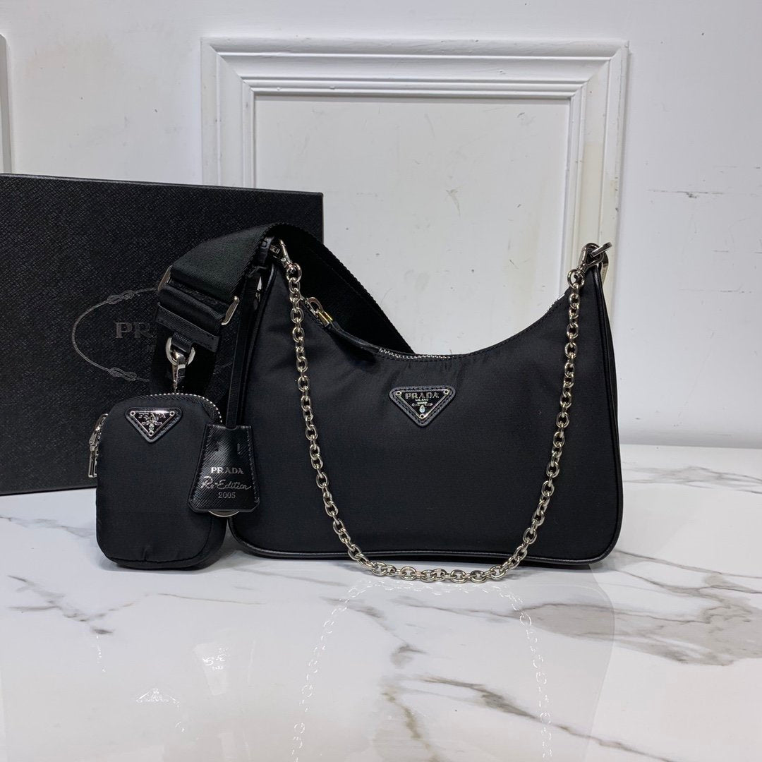 Black PRE nylon shoulder bag