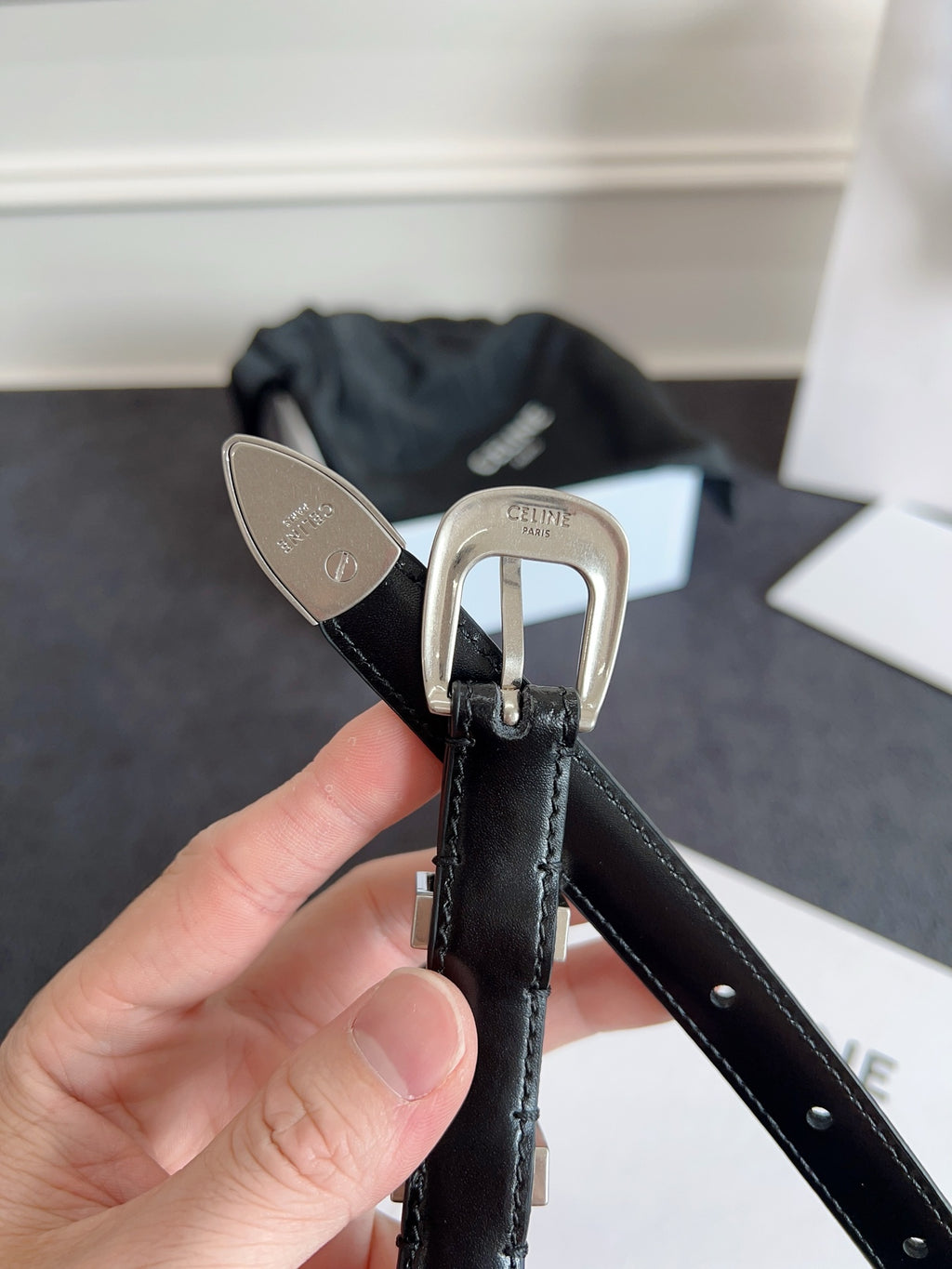 Black Small Western Belt With Silver Finishing