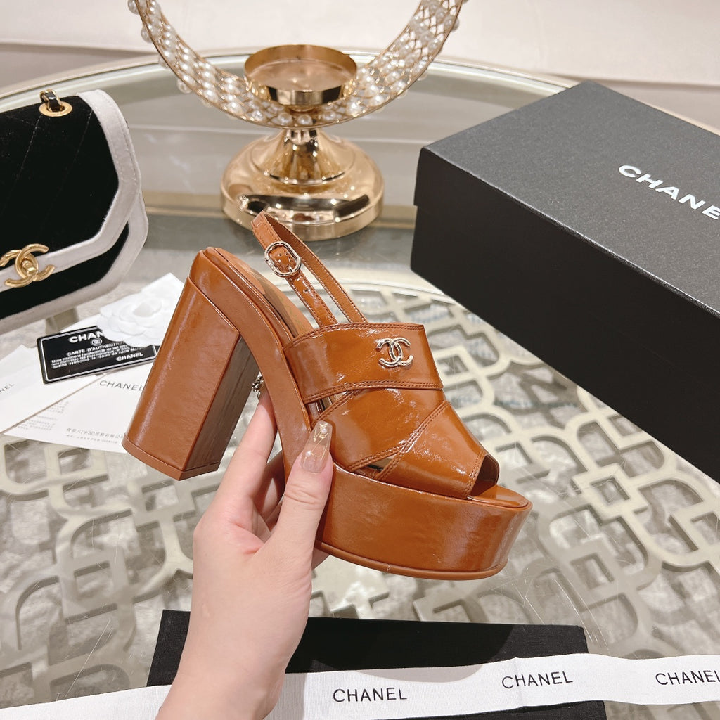 Light Brown C Patent Sandals