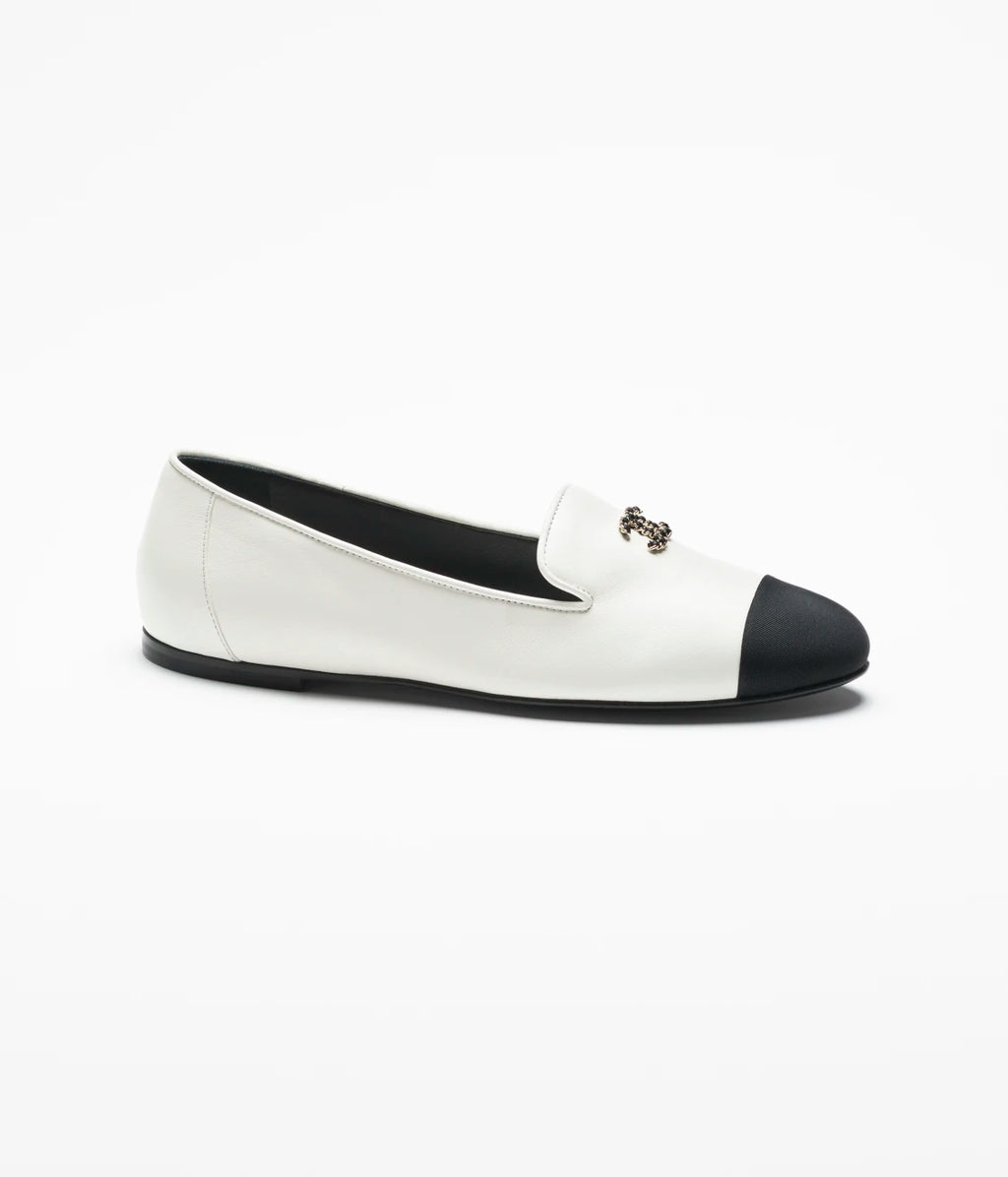 White & Black CC Moccasins