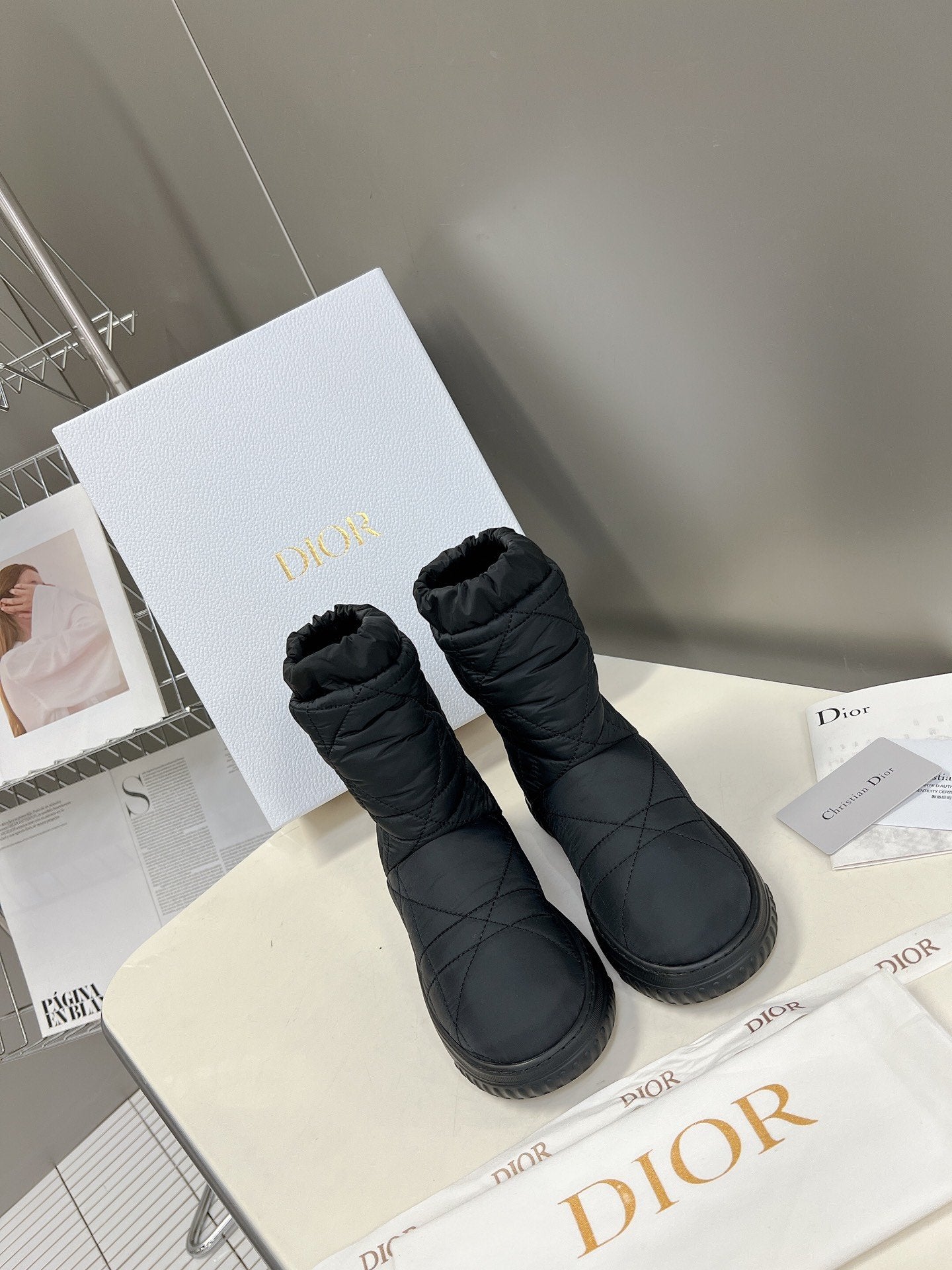 Black DF quilted nylon ankle boot