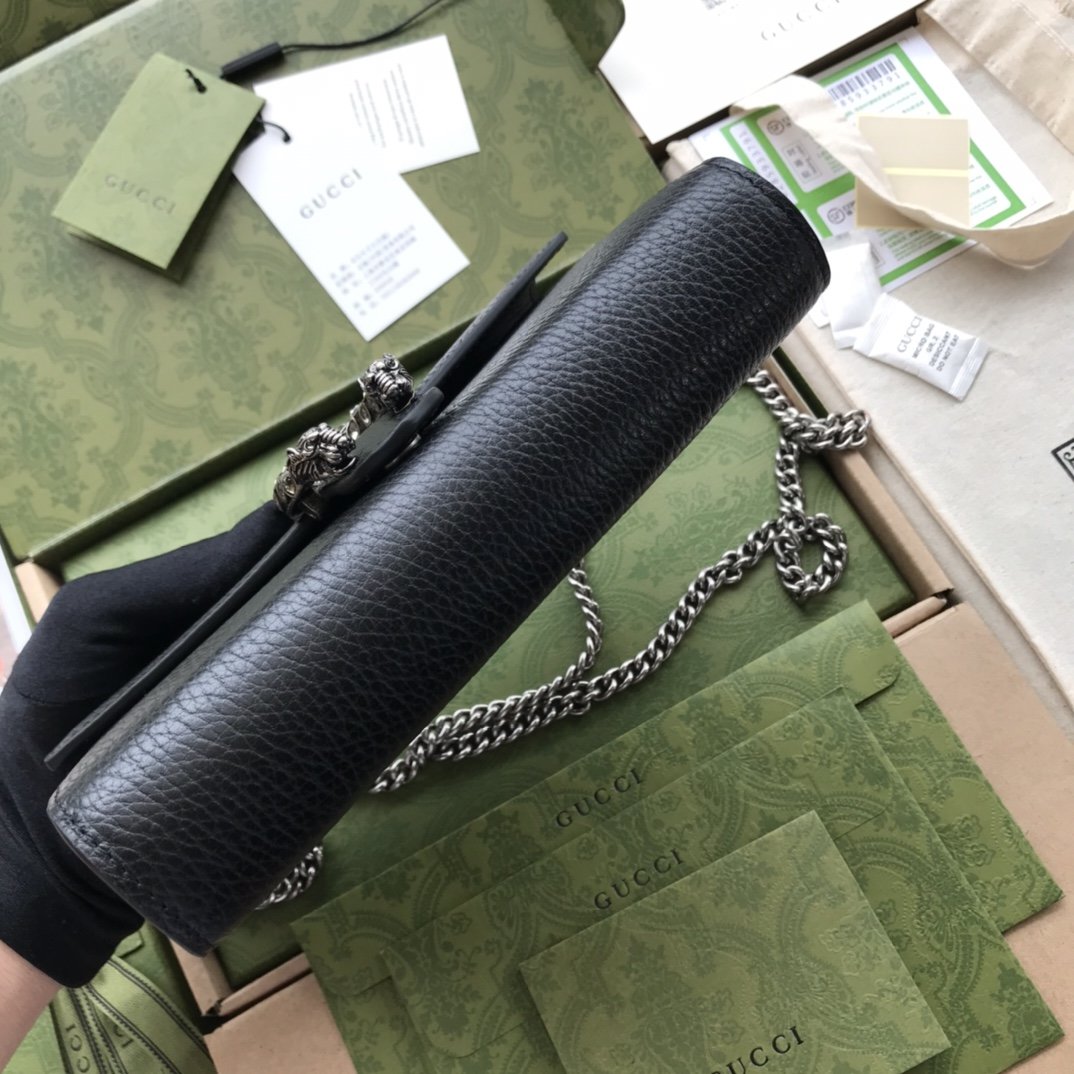 Black DG mini leather chain wallet