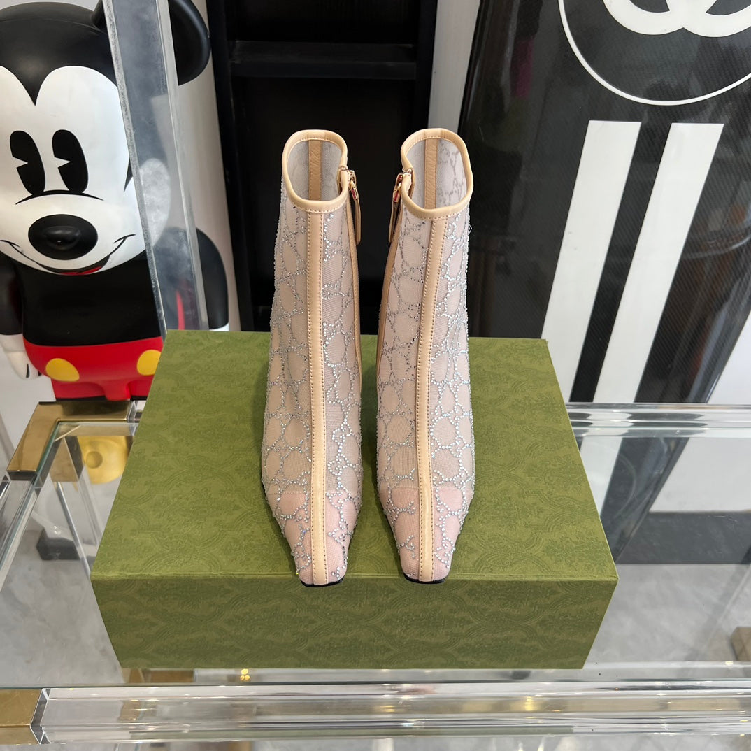 Rose Beige Mid-Heel Boot