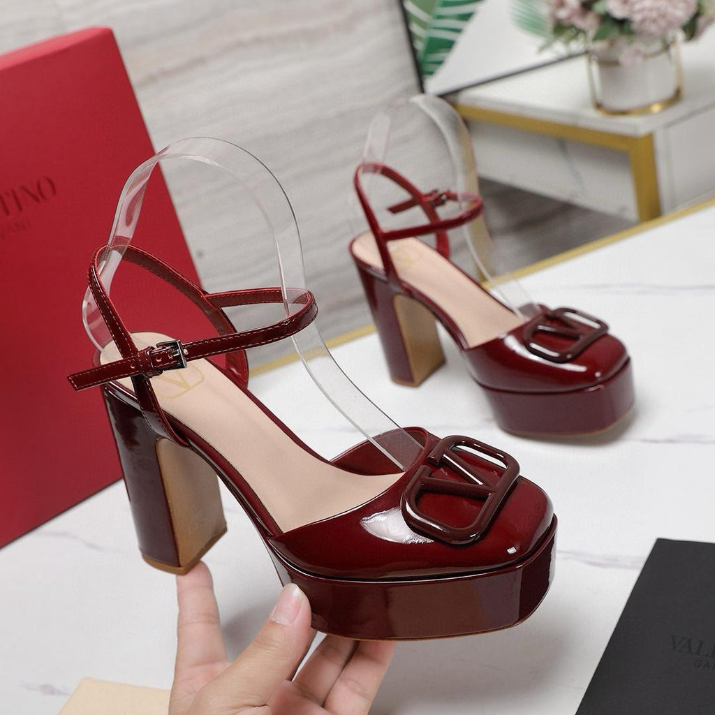Burgundy 115mm Platform Pumps