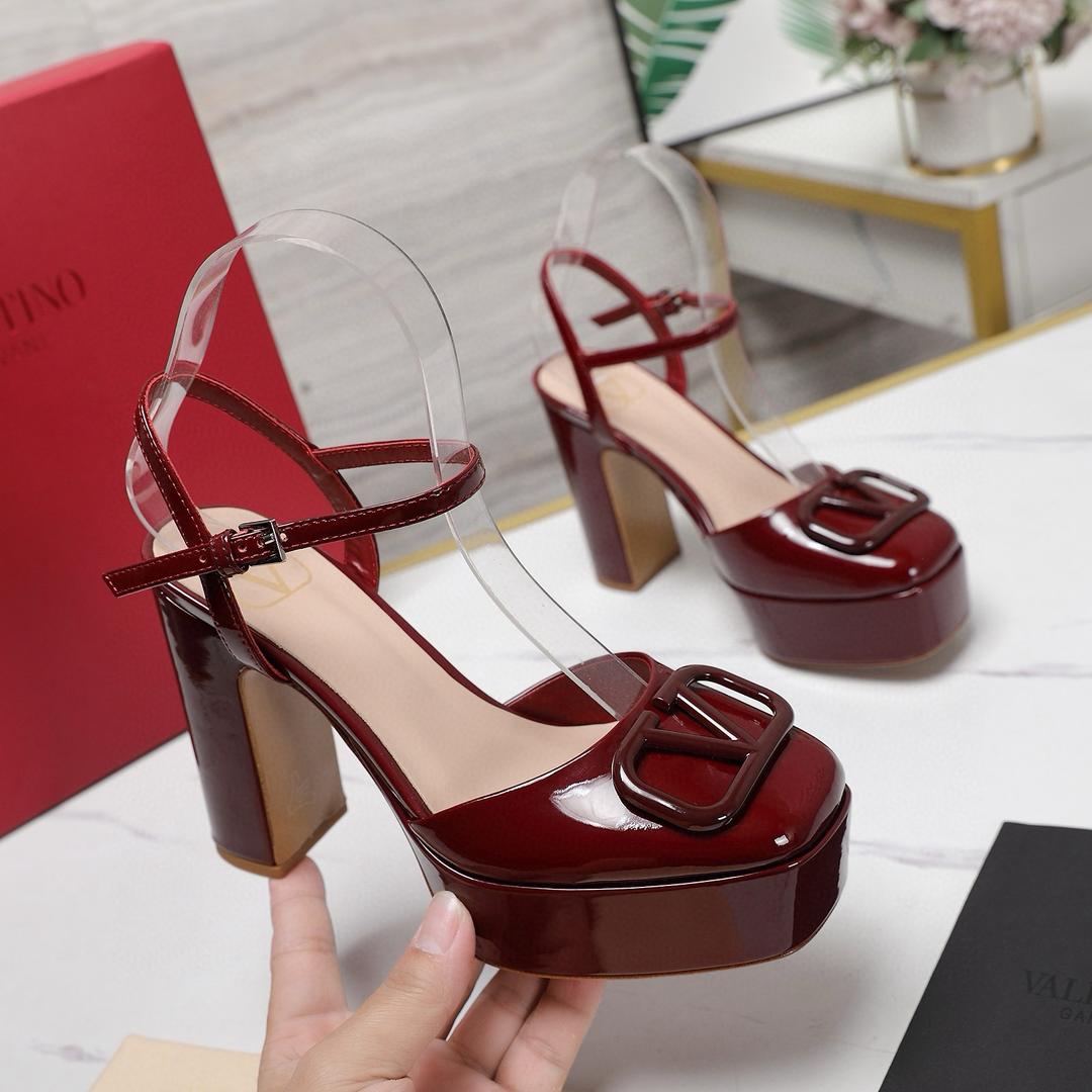 Burgundy 115mm Platform Pumps