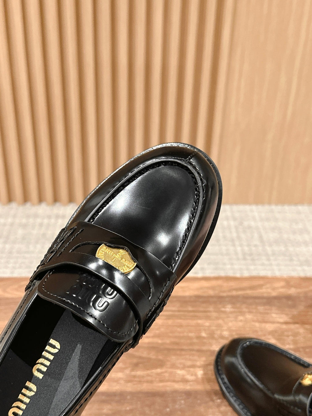 Black Brushed Leather Penny Loafers