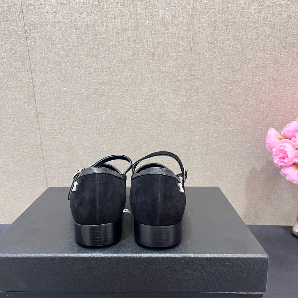 Black Suede MJ Ballerinas