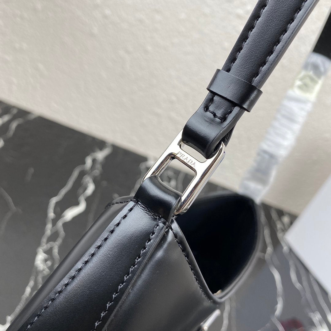 Black PC brushed leather shoulder bag