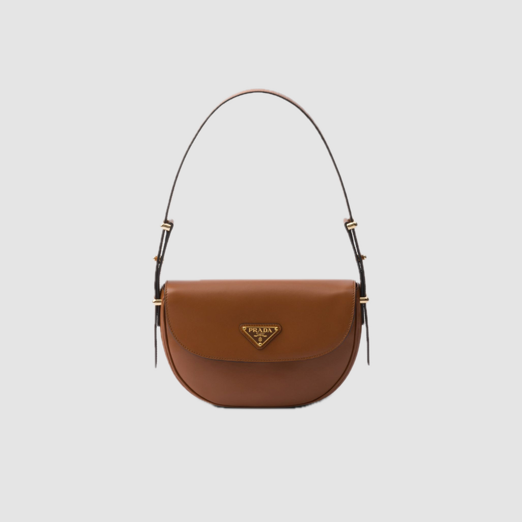 Cognac PA Leather Shoulder Bag With Flap