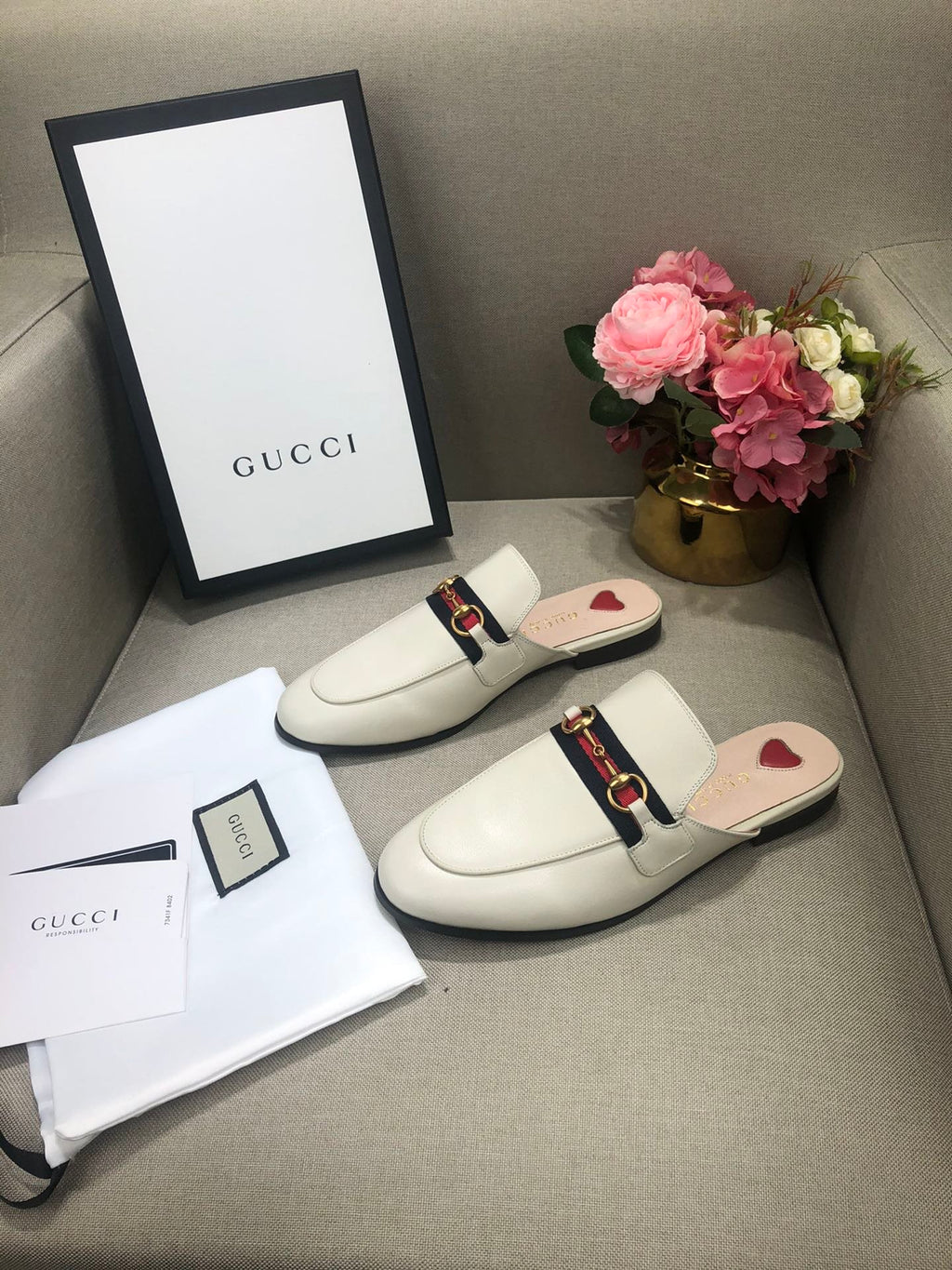 White leather with tonal piping GP slipper