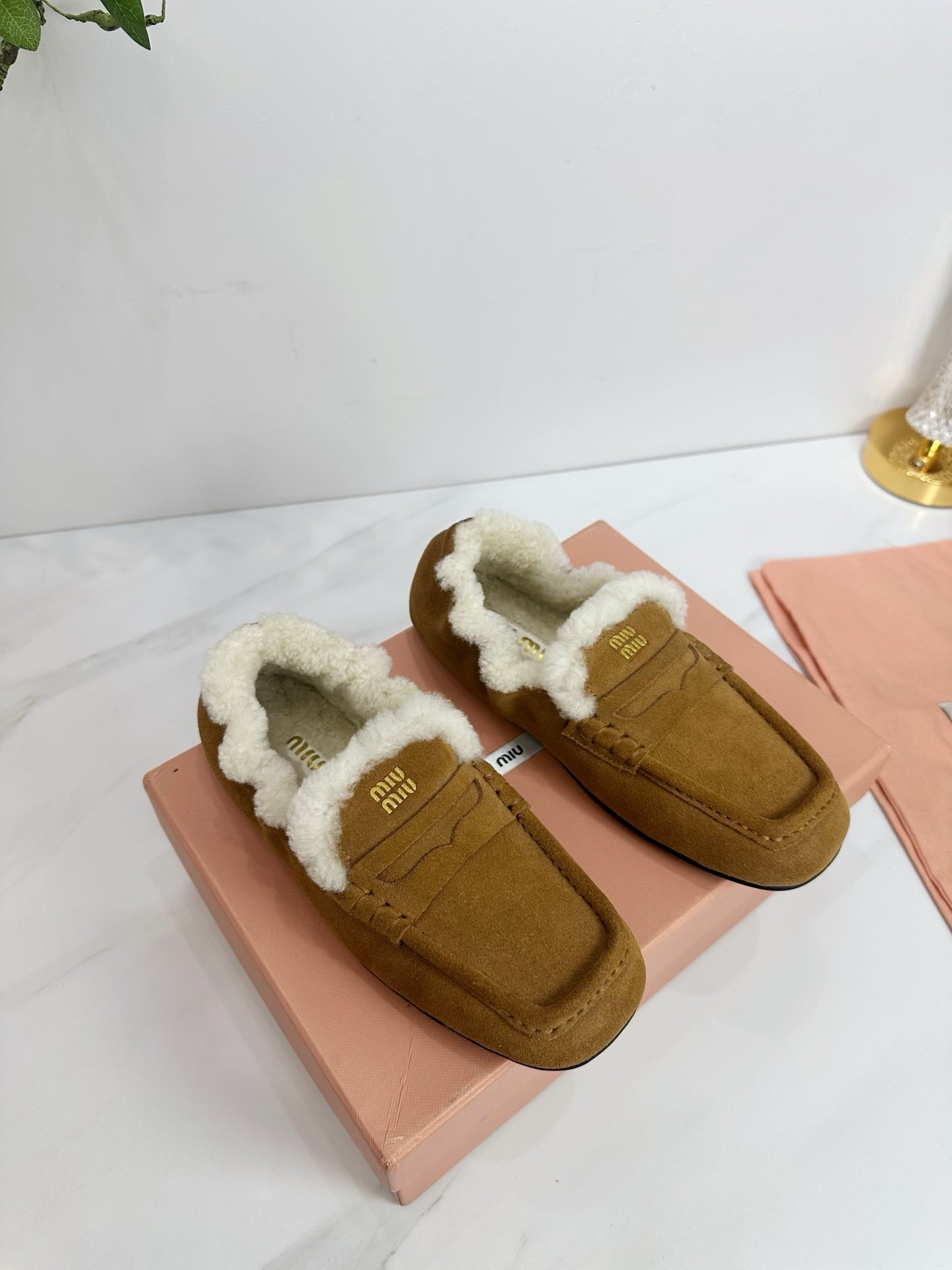 Cocoa Brown Ruches Suede Loafers