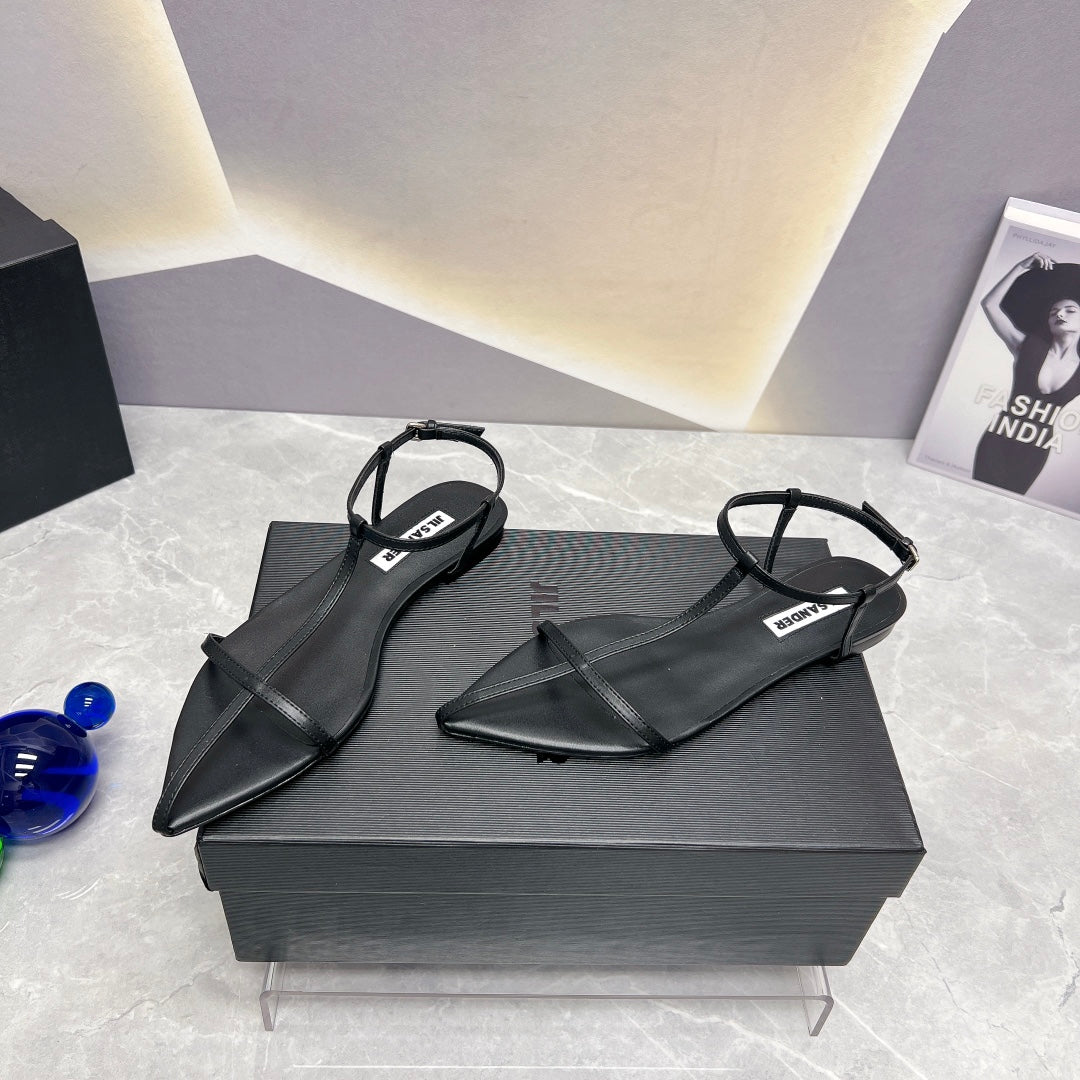 Black JS Flat Sandals