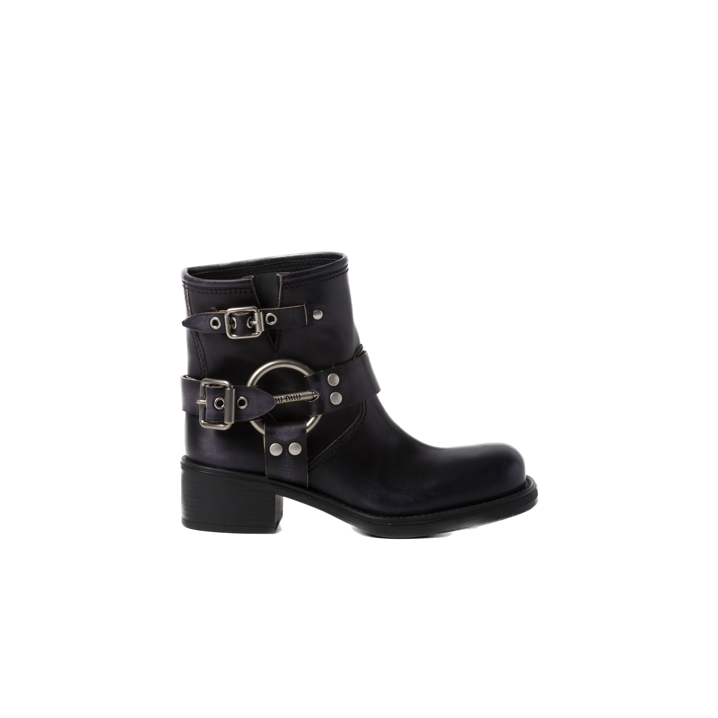 Black Vintage-Look Leather Booties