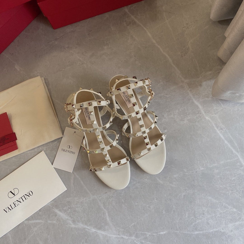 Light ivory VR ankle strap sandal 60 mm