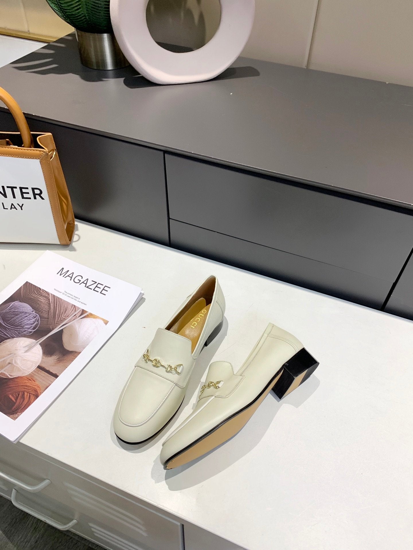 White GH block-heel loafers