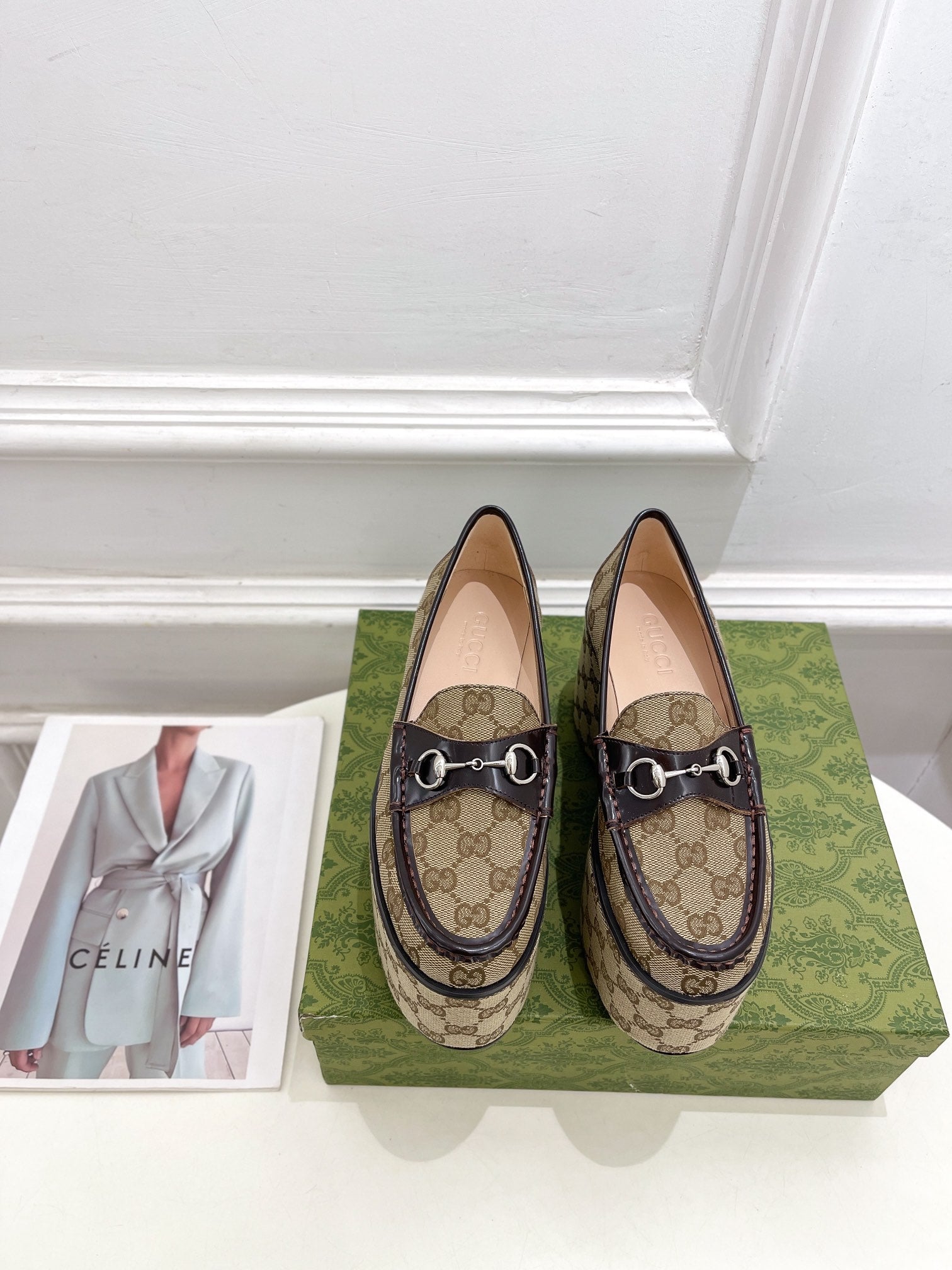 Beige & Ebony Horsebit Platform Loafer