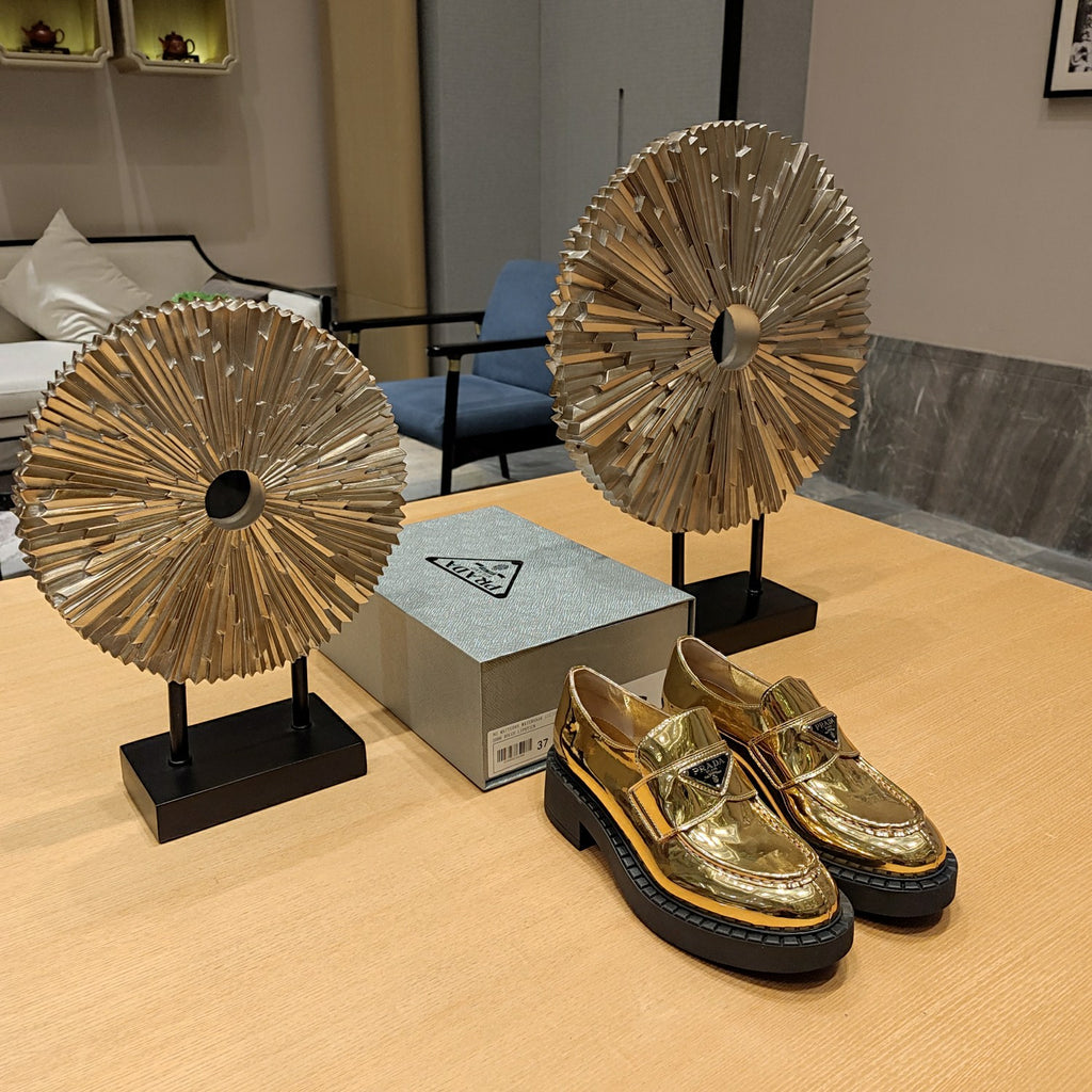 Platinum Metallic leather loafers