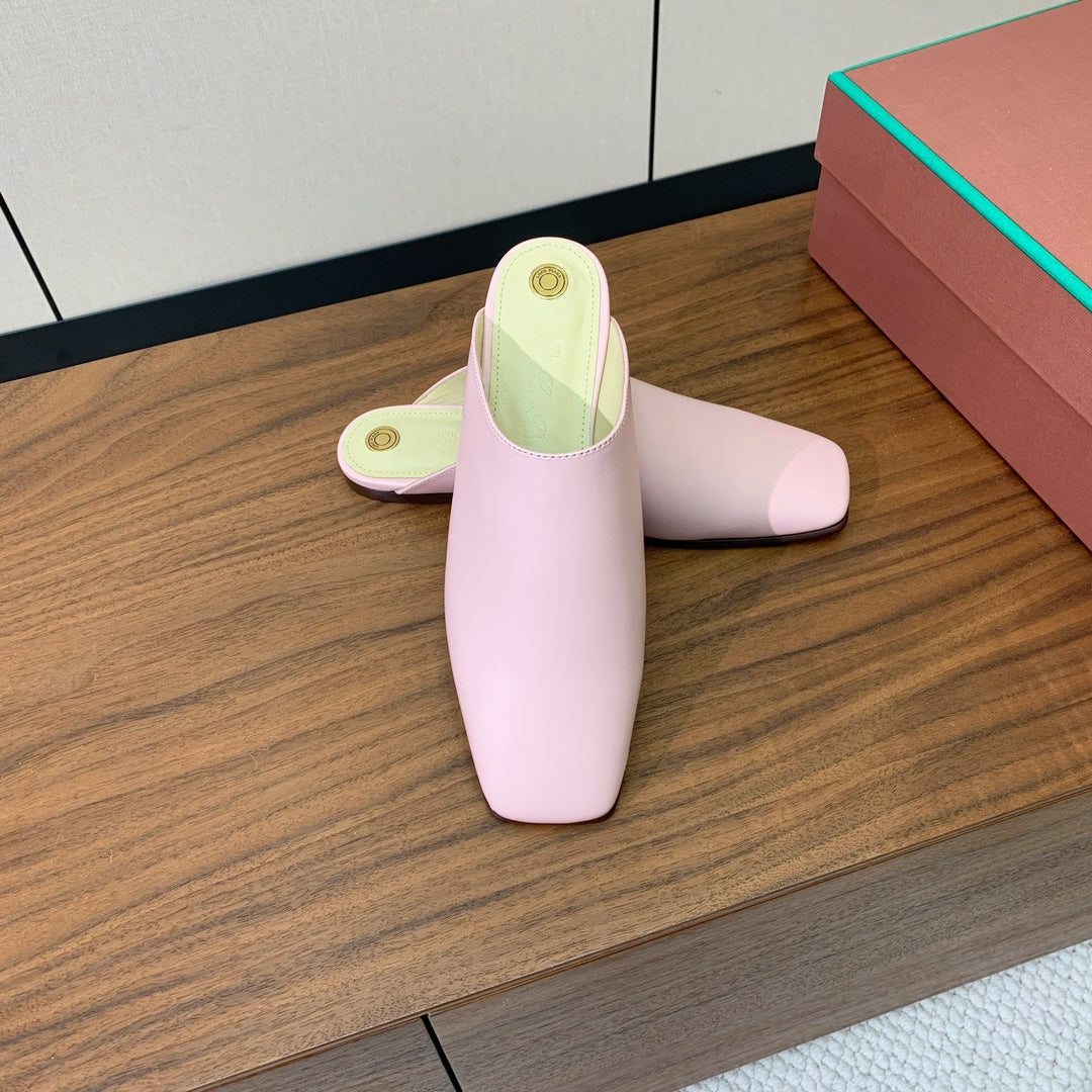 Fluffy Pink Alba Flat Mule