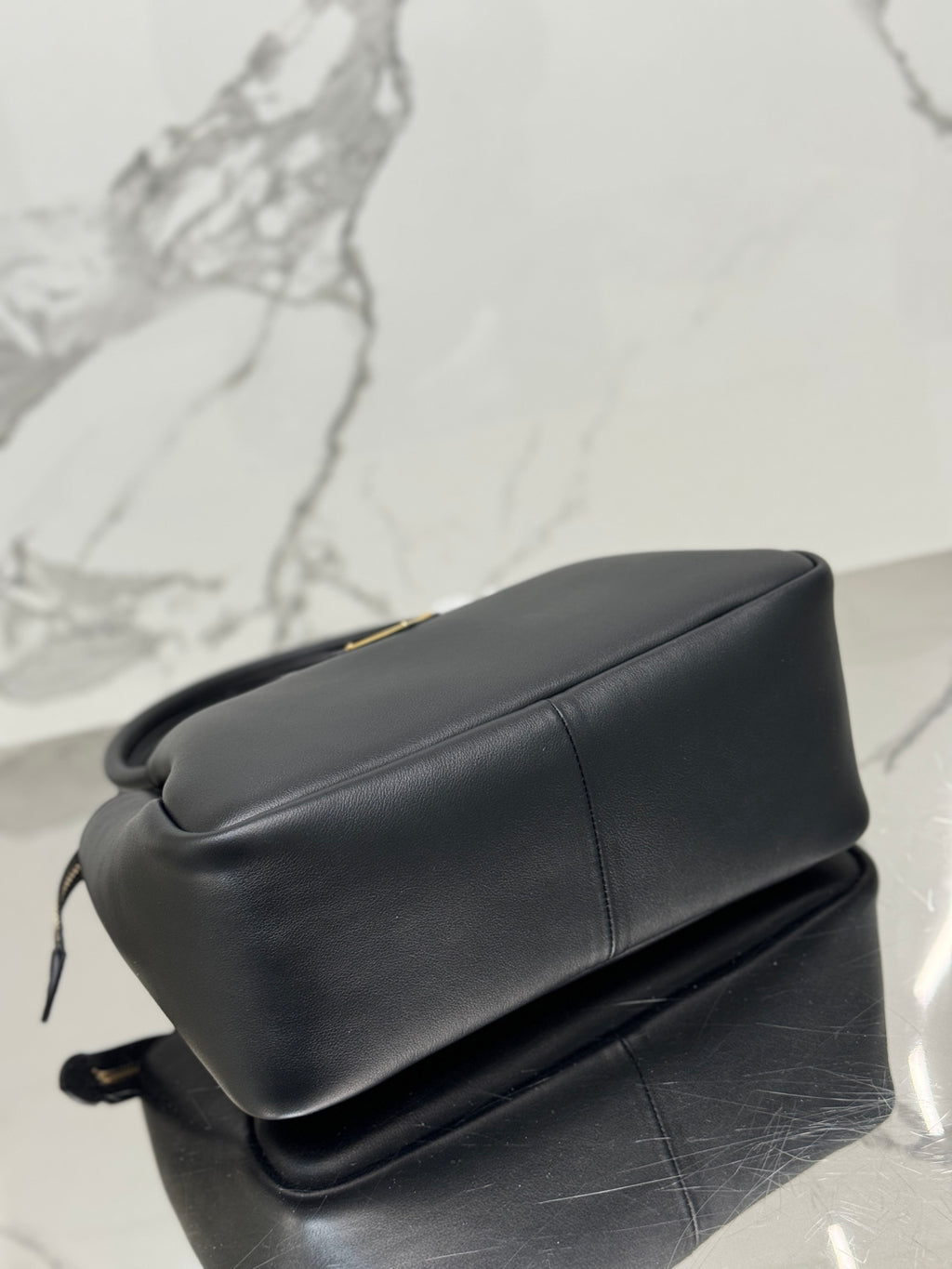 Black P Medium Leather Handbag