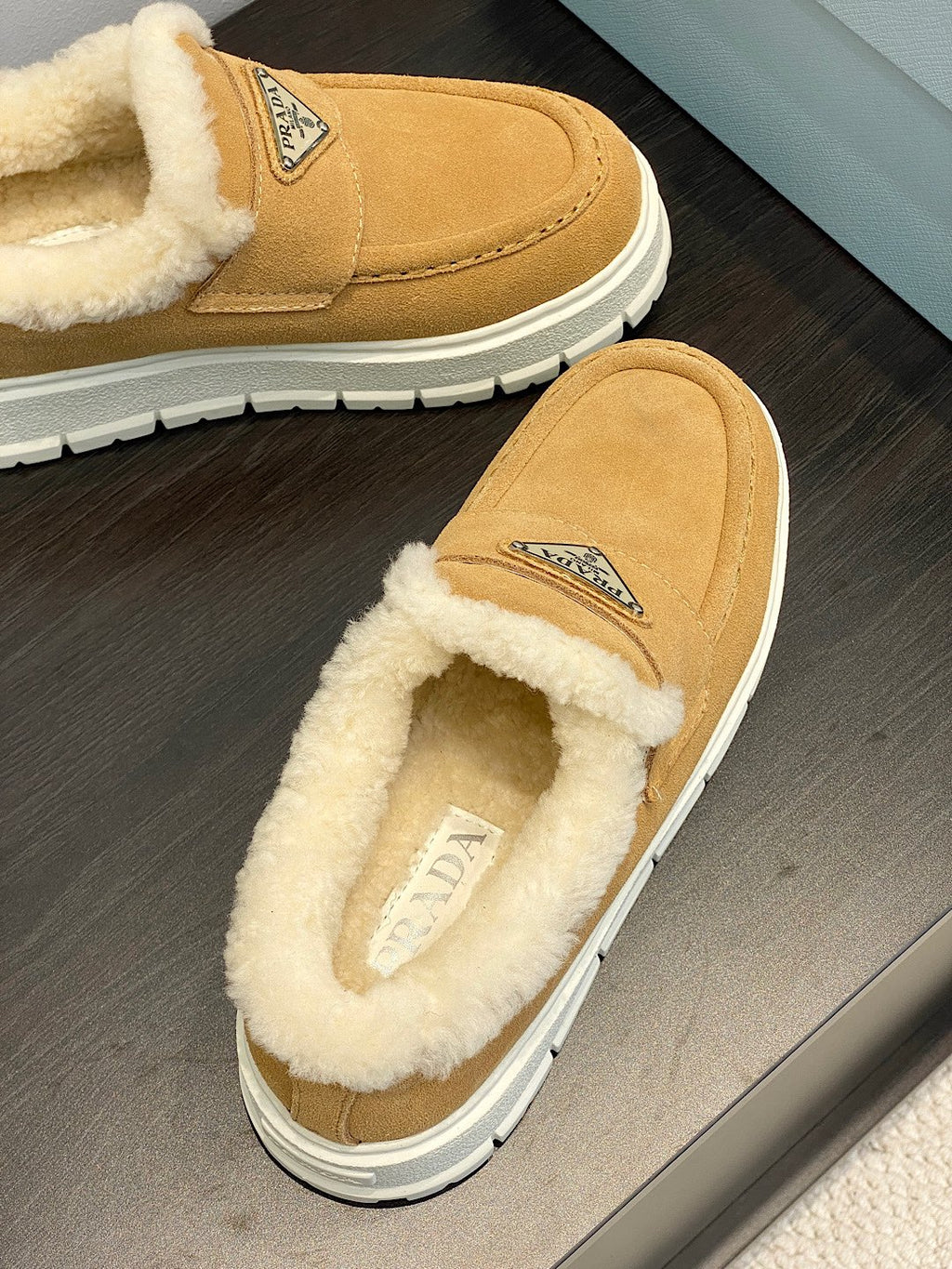 Ecru Suede Loafer Booties