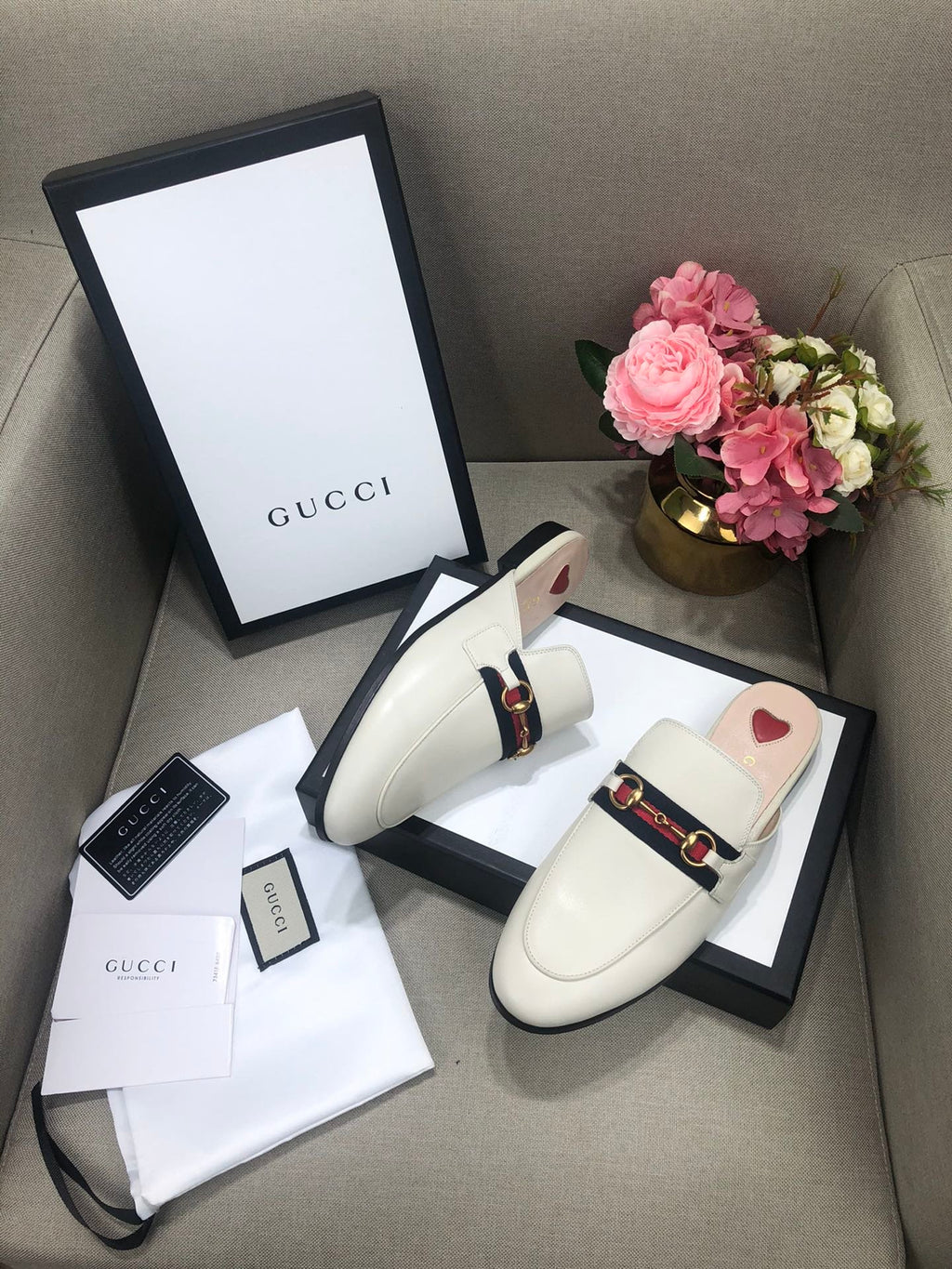 White leather with tonal piping GP slipper