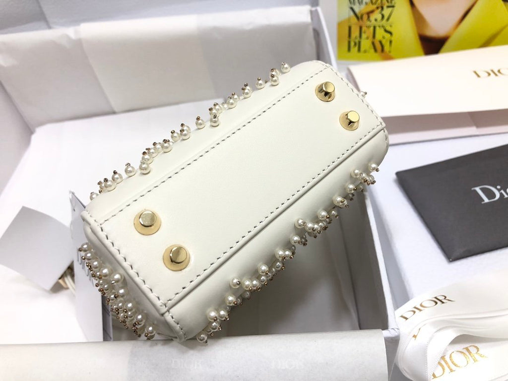 Latte Cannage Micro LD Bag With Resin Pearls