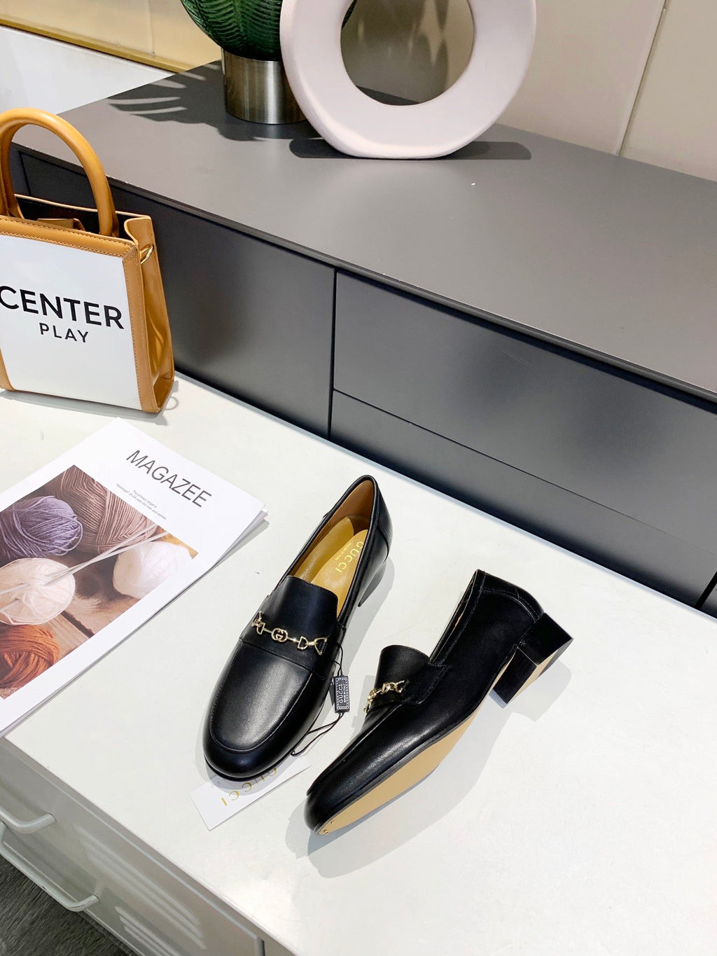 Black GH block-heel loafers