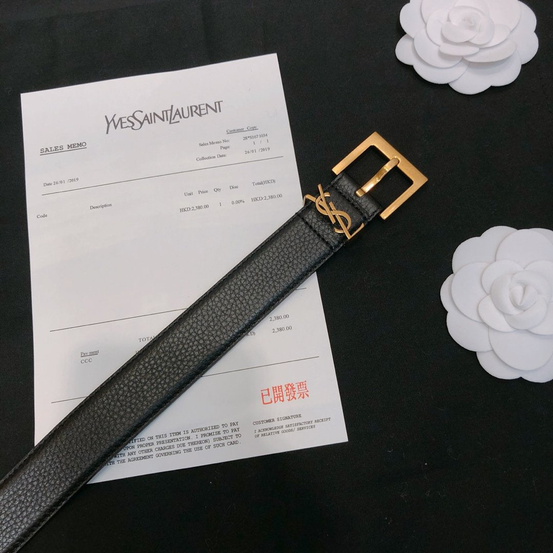 Gold embellished leather belt