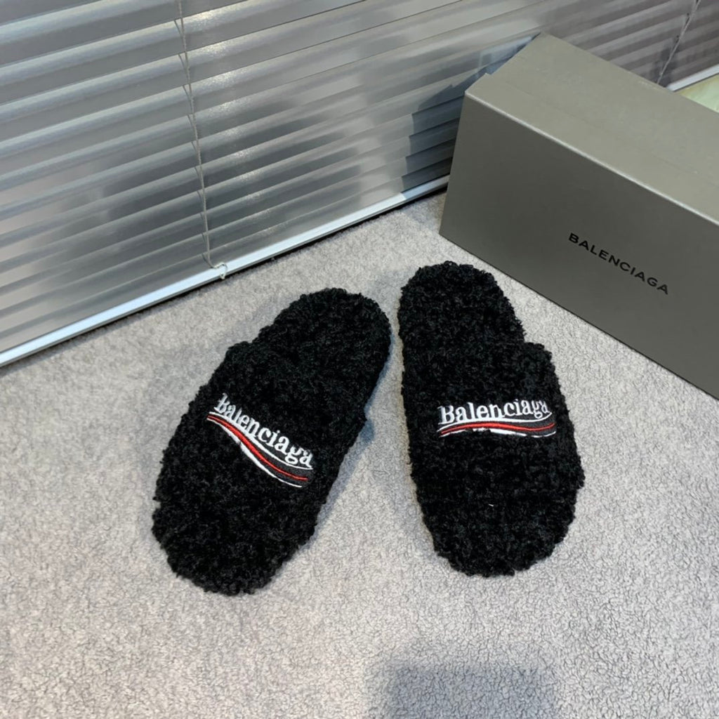 Men's Black BL Furry slides
