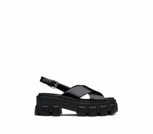 Black PM brushed leather sandals