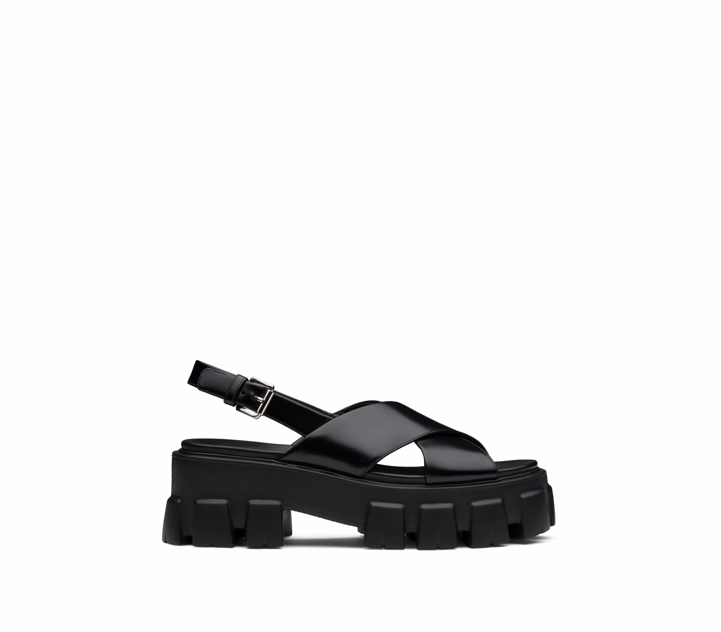 Black PM brushed leather sandals