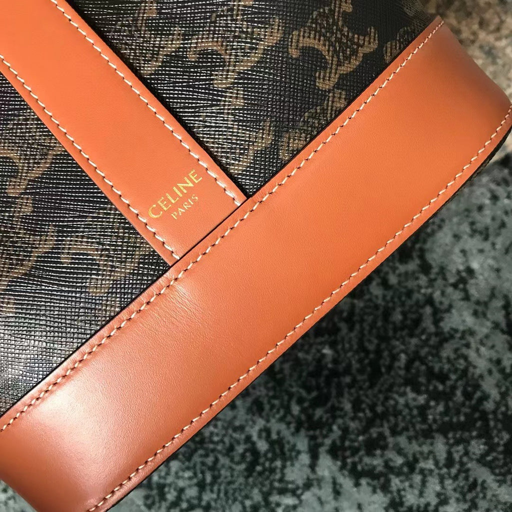 Tan C medium bucket bag