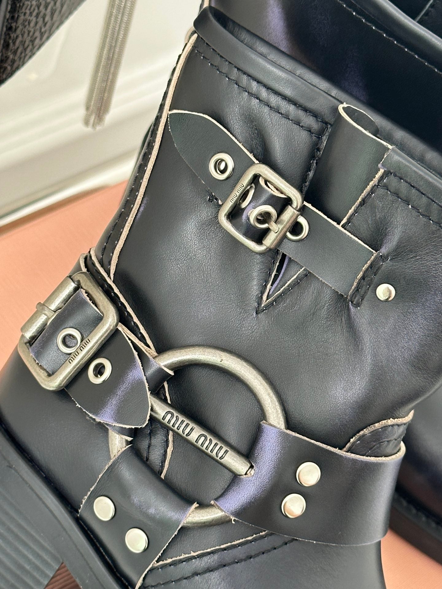 Black Vintage-Look Leather Booties