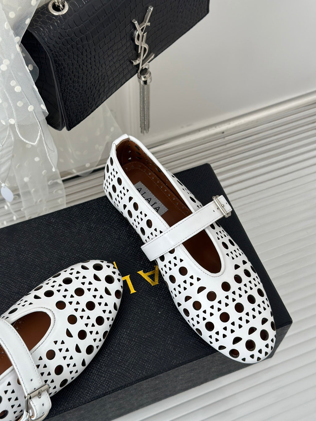 White AV Ballet Flats